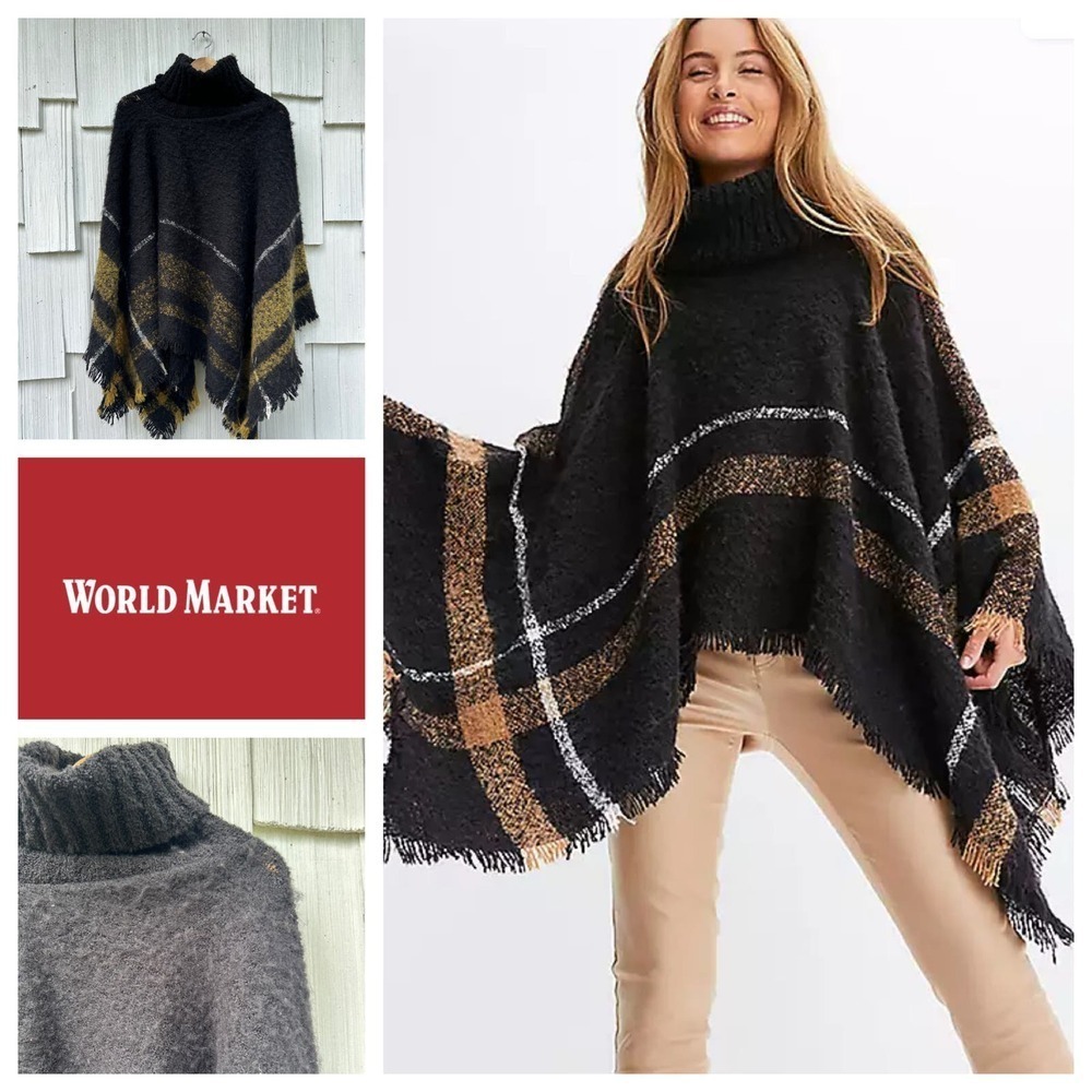 World Market Turtle Neck Pullover Shawl‎ NWT